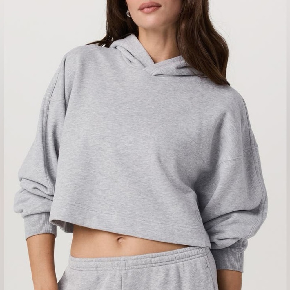 Vuori Light Gray Cropped Hoodie